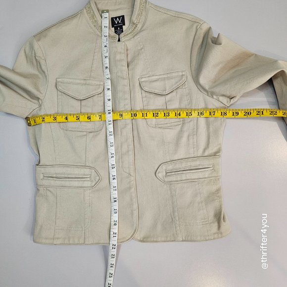 W Work to Weekend Beige Khaki Beaded Women Jacket Blazer - Picture 6 of 6